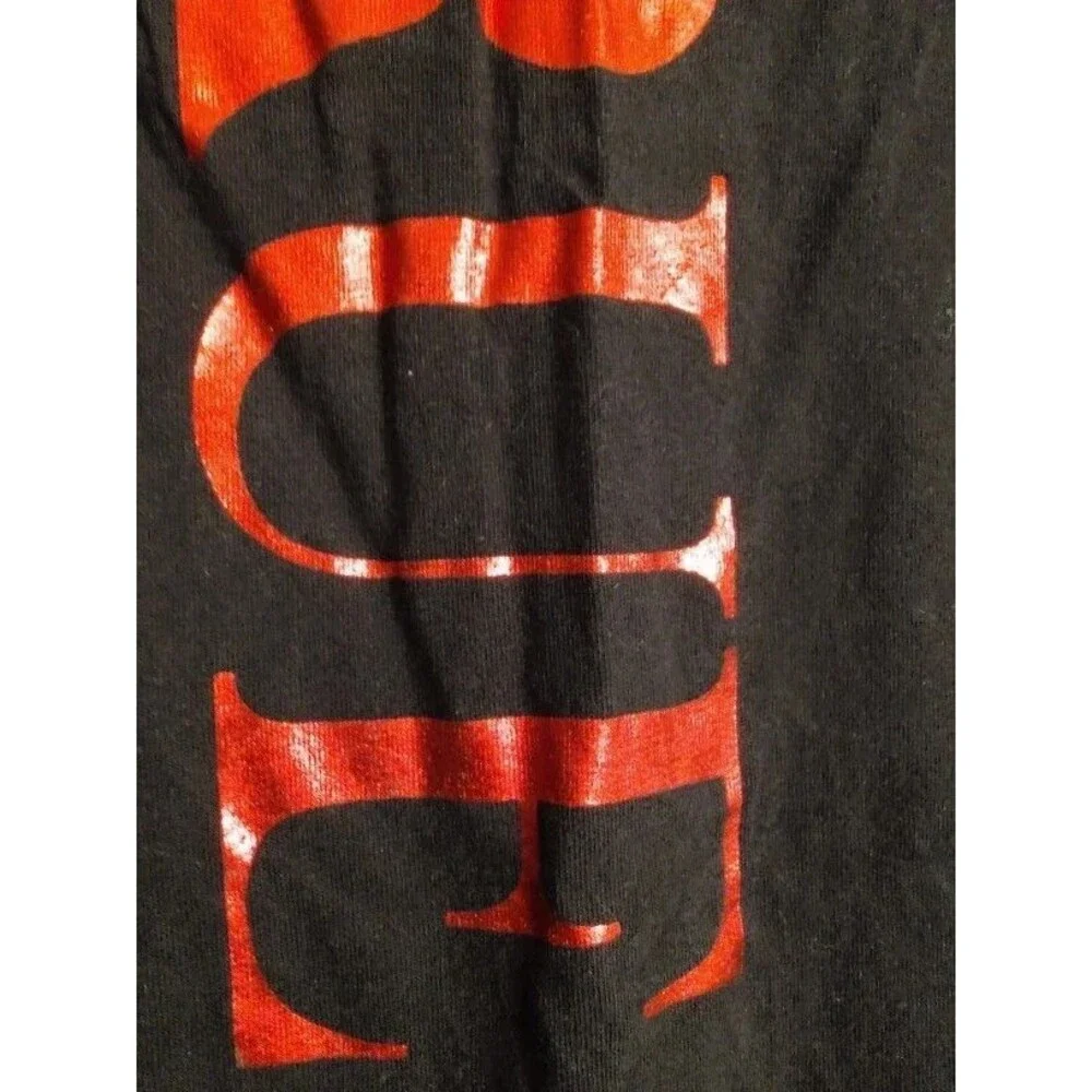 Men's True Religion BACK Red Metallic Logo Print Black T-Shirt Size S